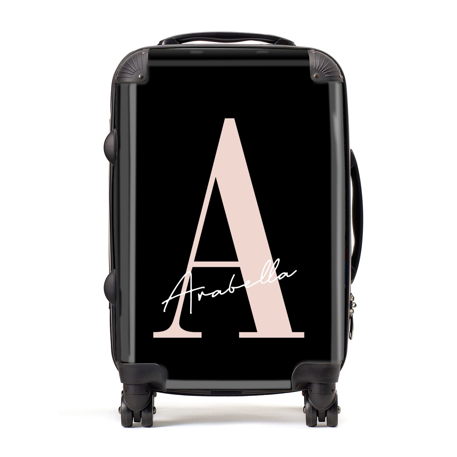 Personalised Black Pink Initial Suitcase