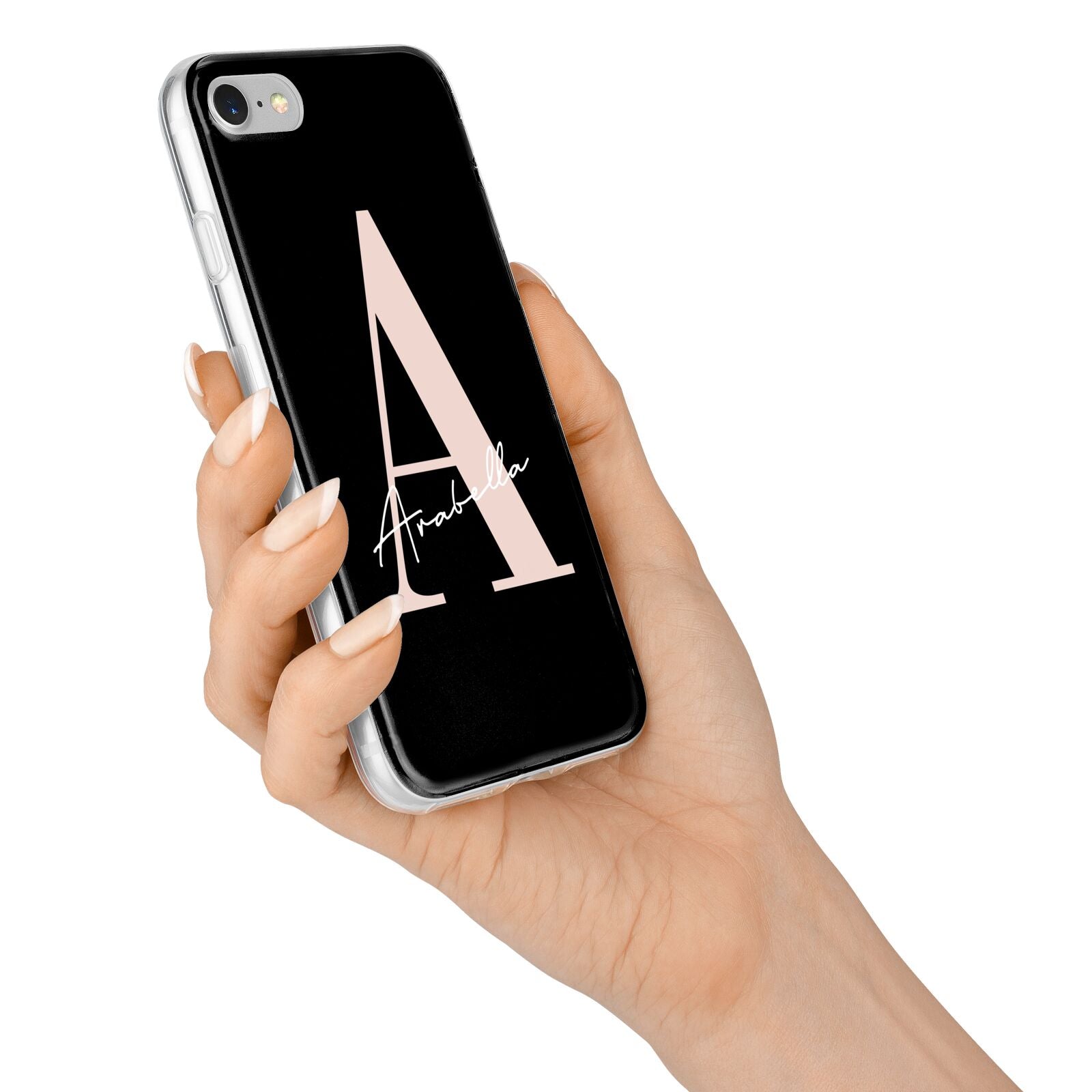 Personalised Black Pink Initial iPhone 7 Bumper Case on Silver iPhone Alternative Image