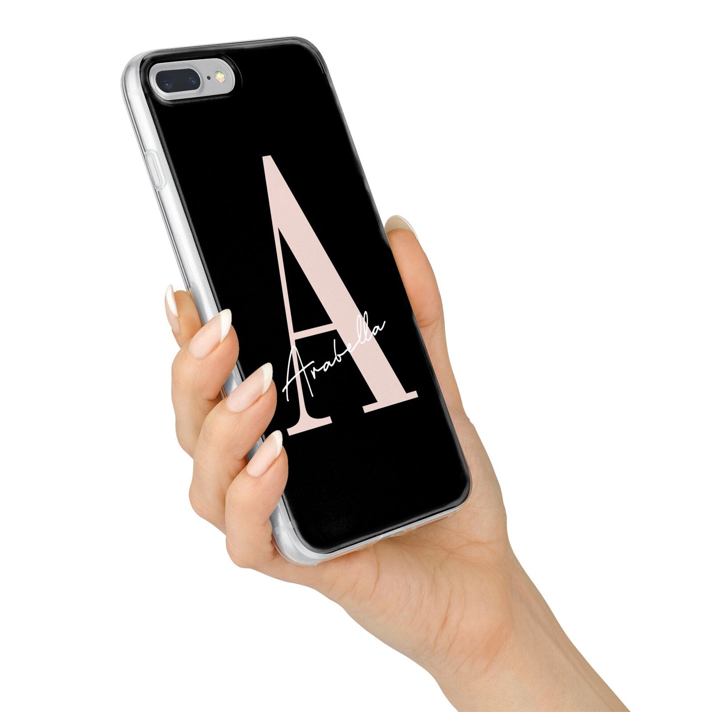 Personalised Black Pink Initial iPhone 7 Plus Bumper Case on Silver iPhone Alternative Image