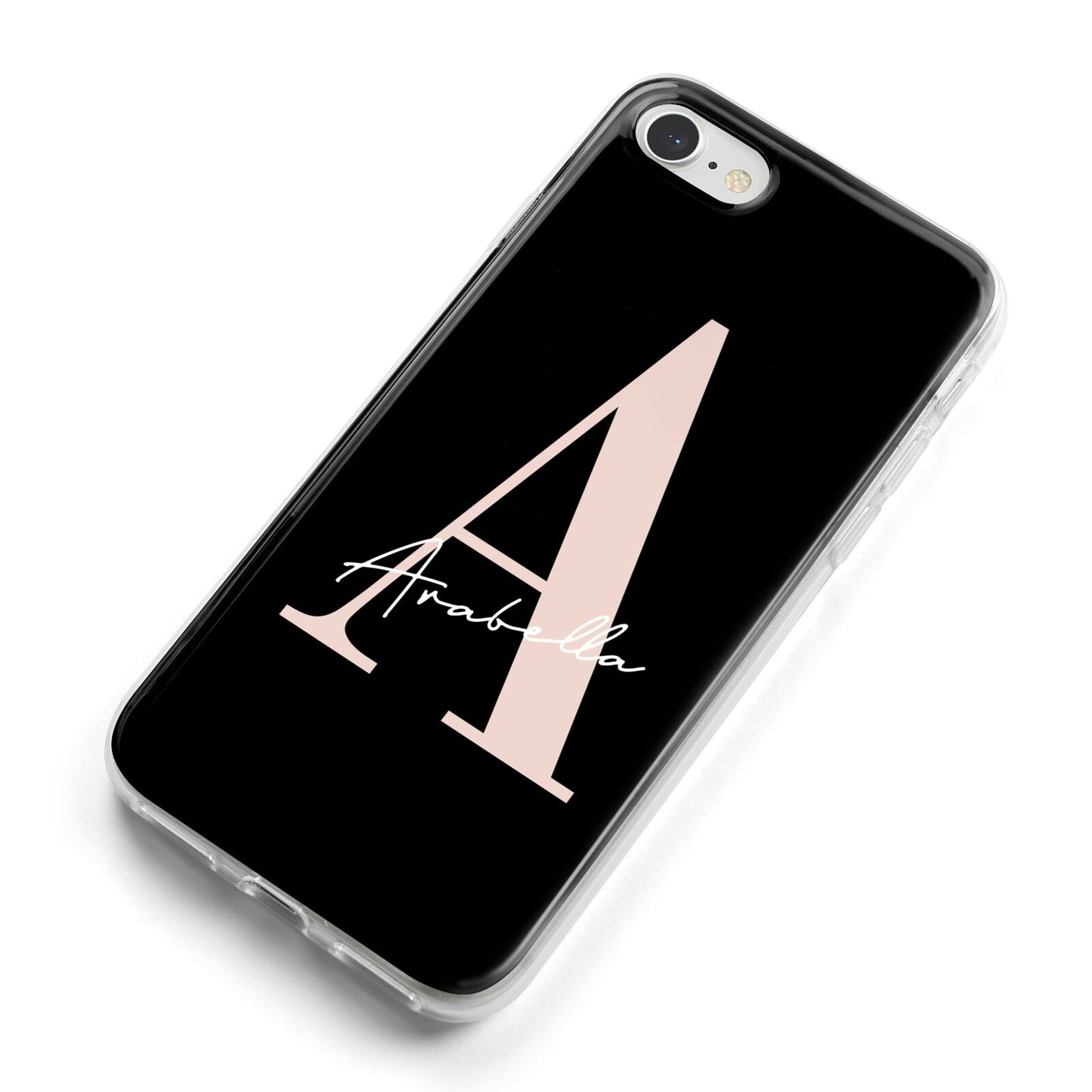 Personalised Black Pink Initial iPhone 8 Bumper Case on Silver iPhone Alternative Image