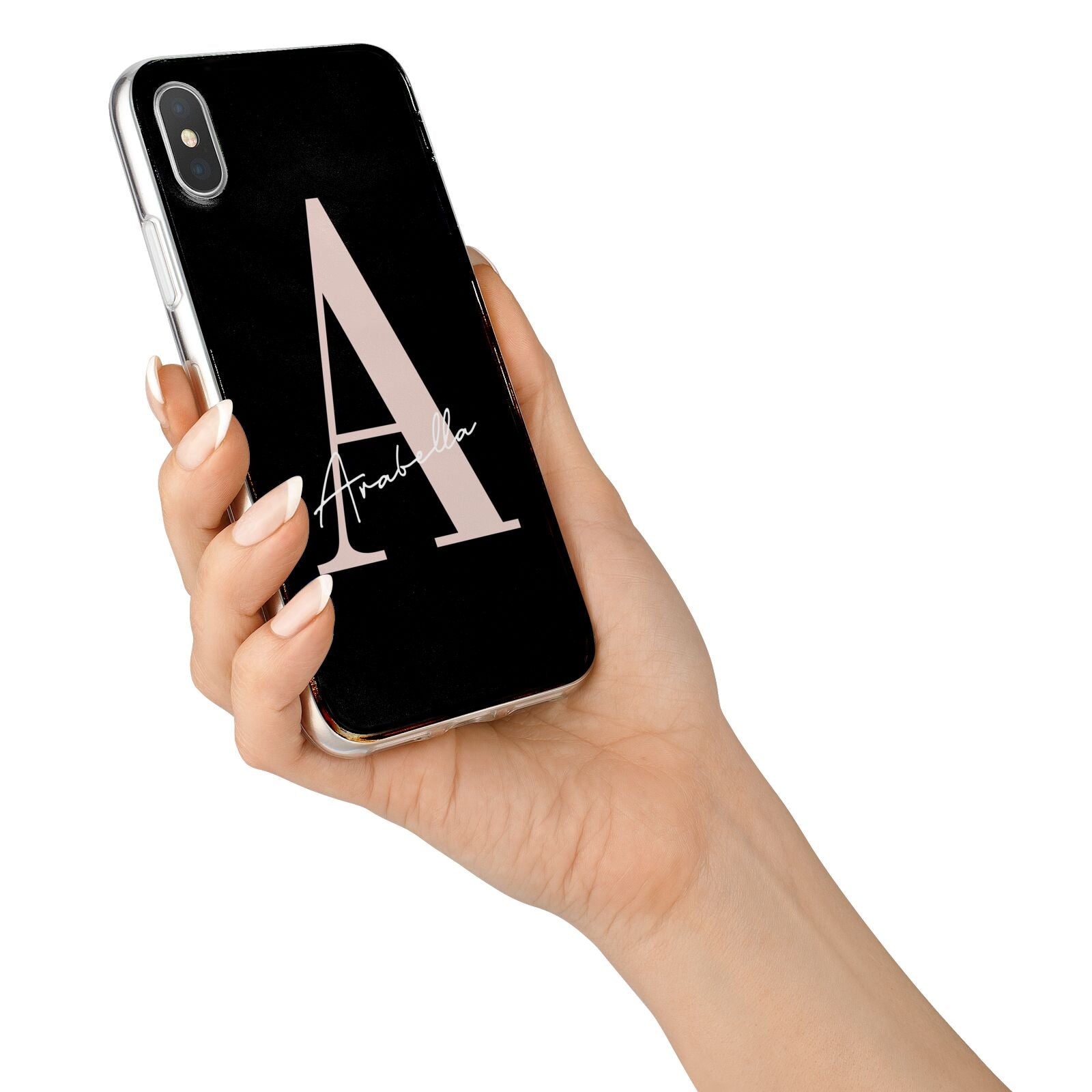 Personalised Black Pink Initial iPhone X Bumper Case on Silver iPhone Alternative Image 2