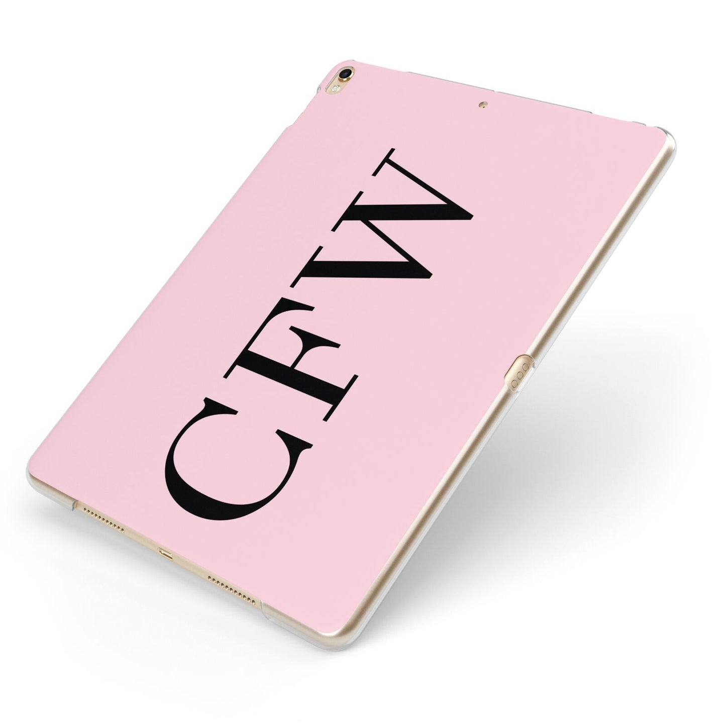 Personalised Black Pink Side Initials Apple iPad Case on Gold iPad Side View