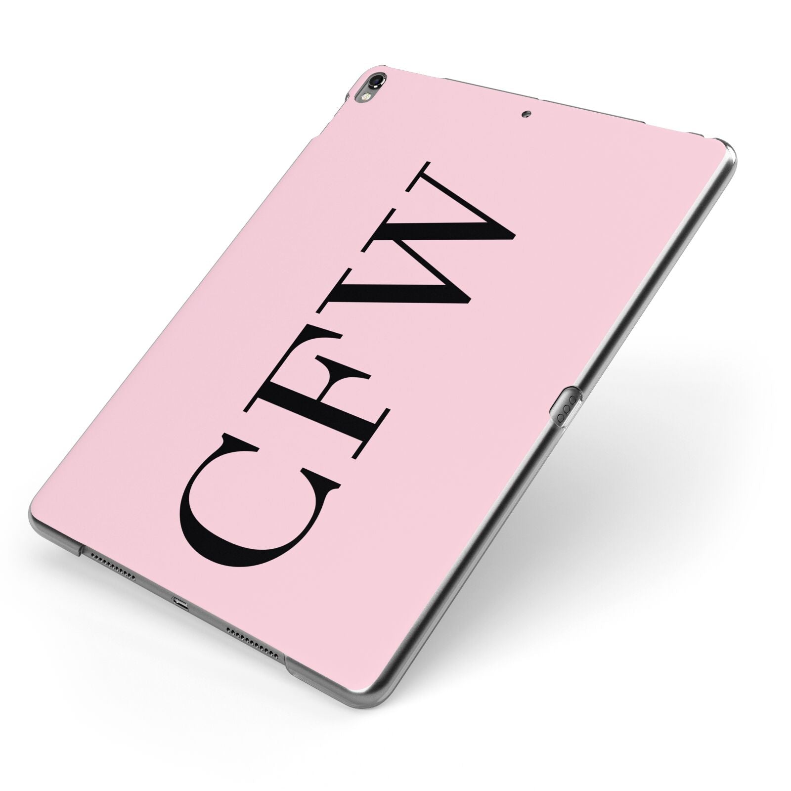 Personalised Black Pink Side Initials Apple iPad Case on Grey iPad Side View