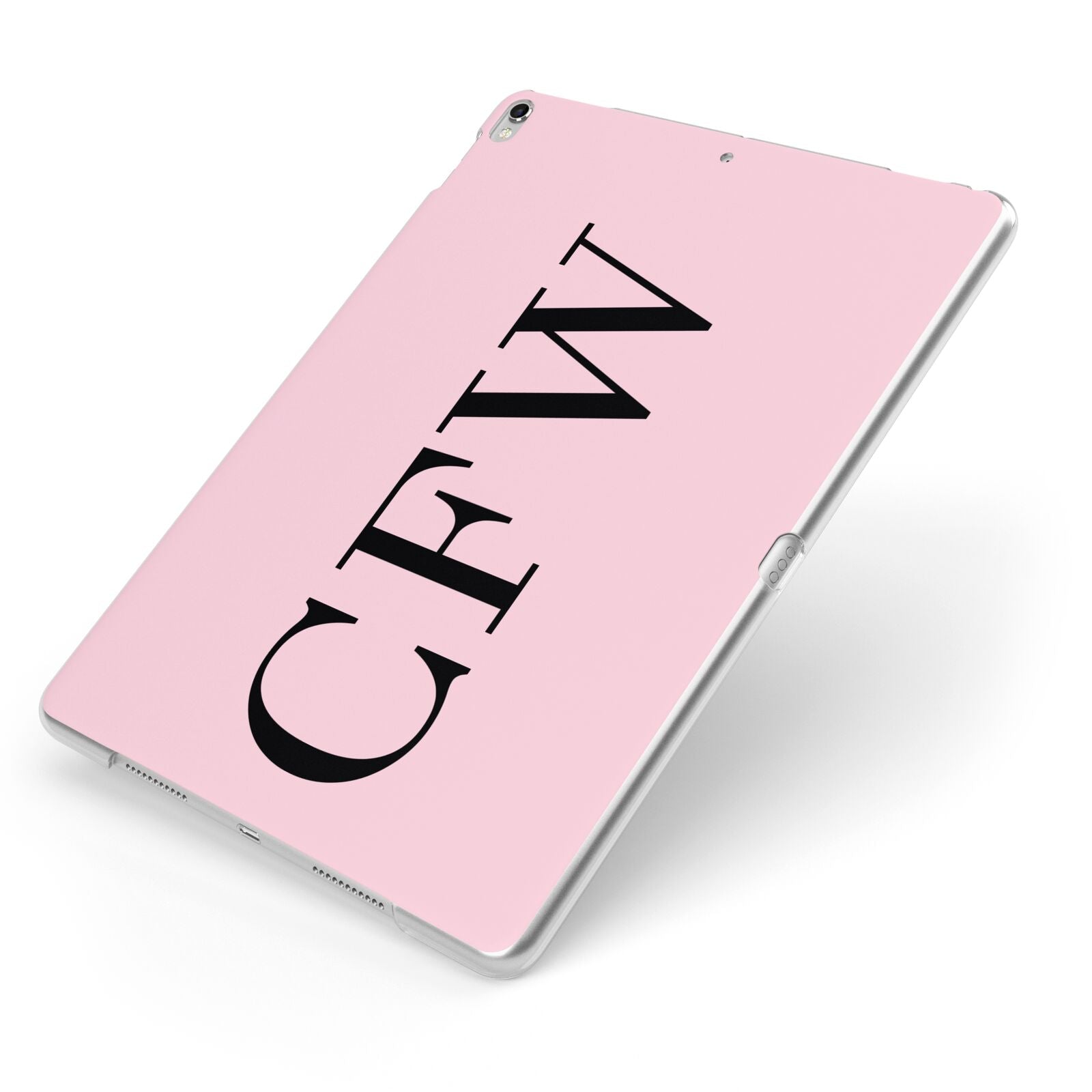 Personalised Black Pink Side Initials Apple iPad Case on Silver iPad Side View