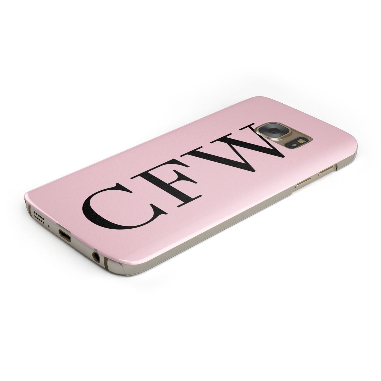 Personalised Black Pink Side Initials Protective Samsung Galaxy Case Angled Image