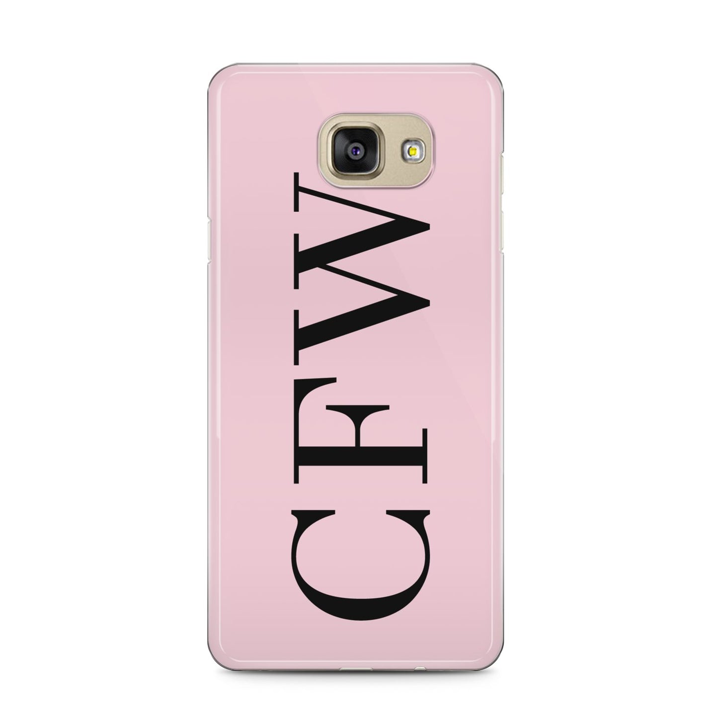 Personalised Black Pink Side Initials Samsung Galaxy A5 2016 Case on gold phone