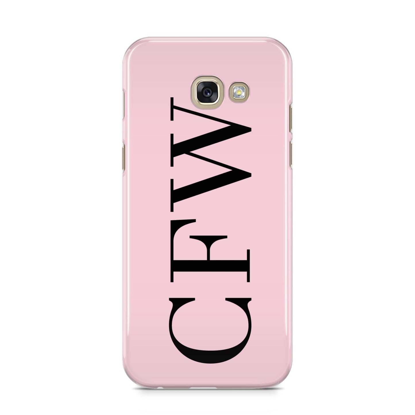 Personalised Black Pink Side Initials Samsung Galaxy A5 2017 Case on gold phone