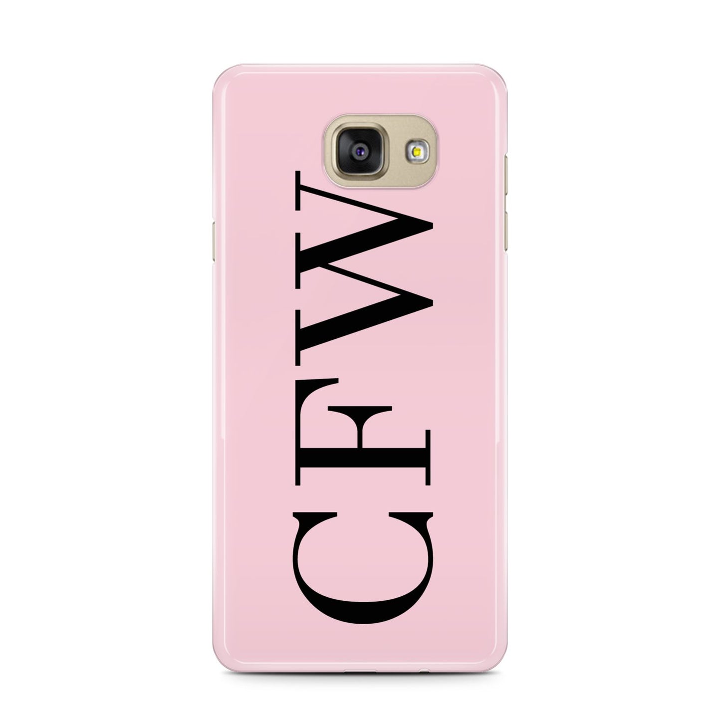 Personalised Black Pink Side Initials Samsung Galaxy A7 2016 Case on gold phone
