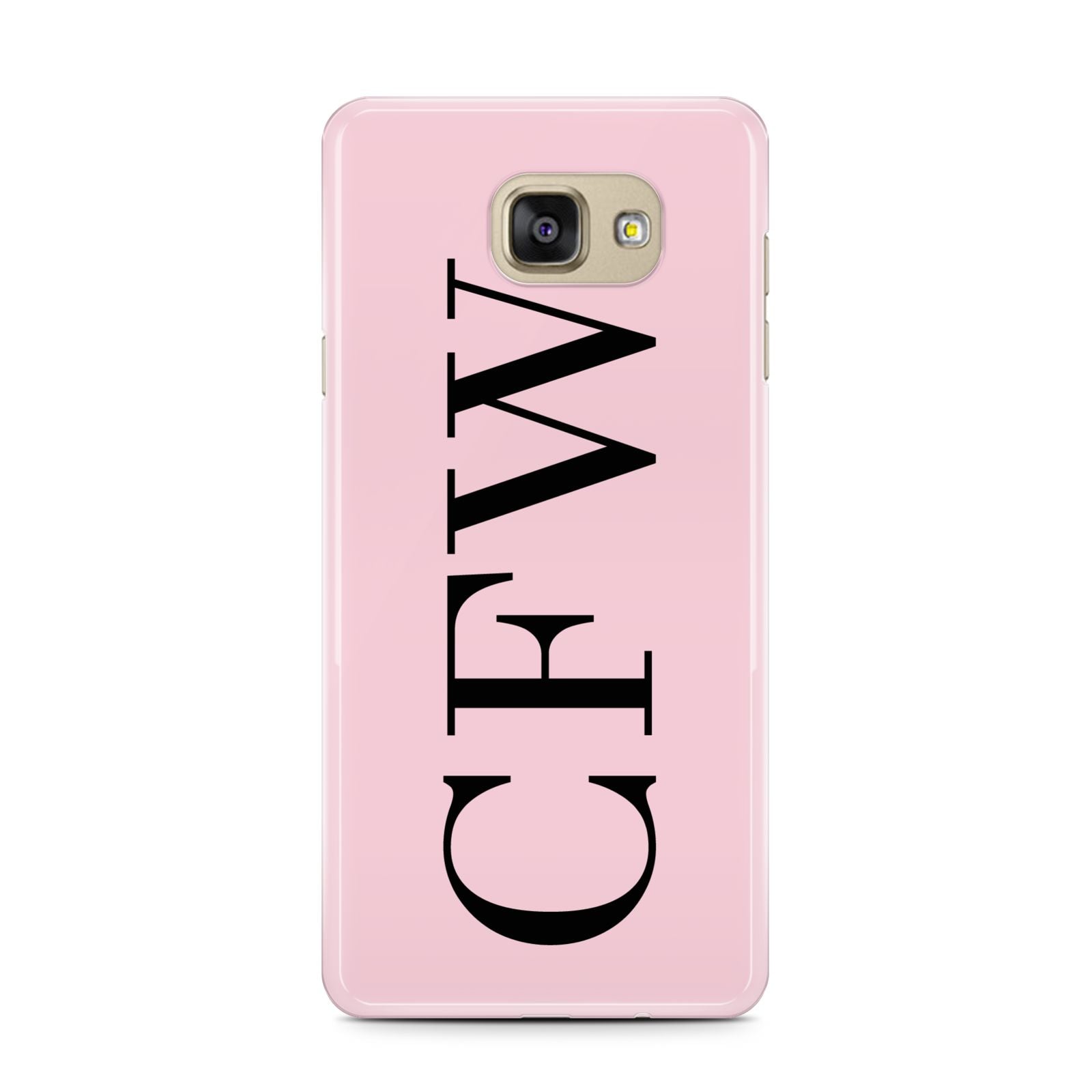 Personalised Black Pink Side Initials Samsung Galaxy A7 2016 Case on gold phone