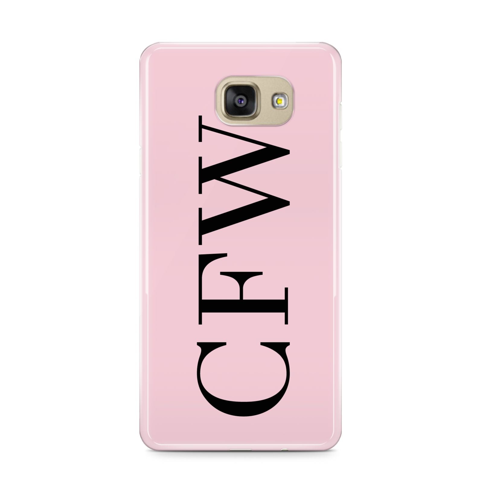 Personalised Black Pink Side Initials Samsung Galaxy A9 2016 Case on gold phone