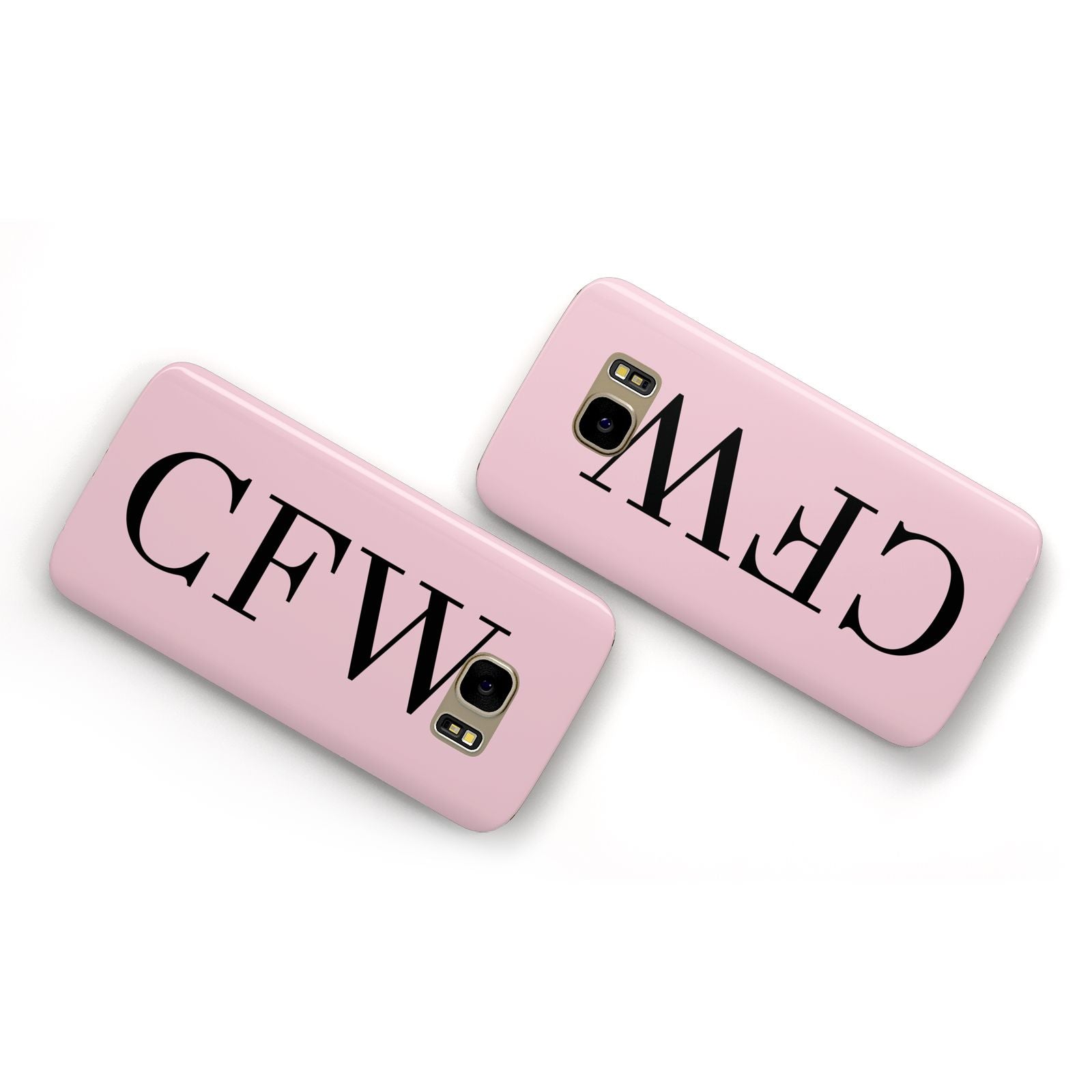 Personalised Black Pink Side Initials Samsung Galaxy Case Flat Overview