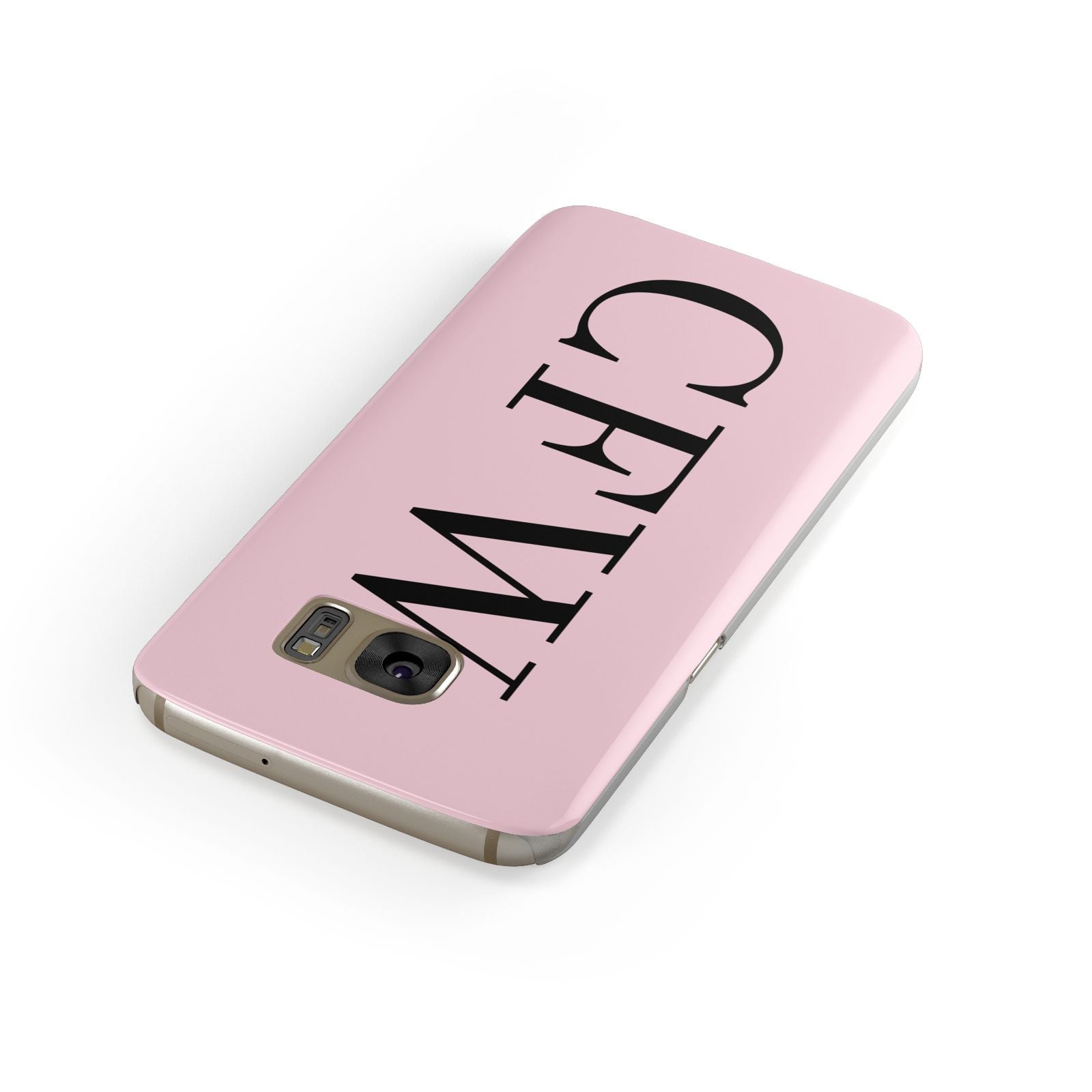 Personalised Black Pink Side Initials Samsung Galaxy Case Front Close Up