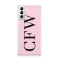 Personalised Black Pink Side Initials Samsung S21 Plus Case
