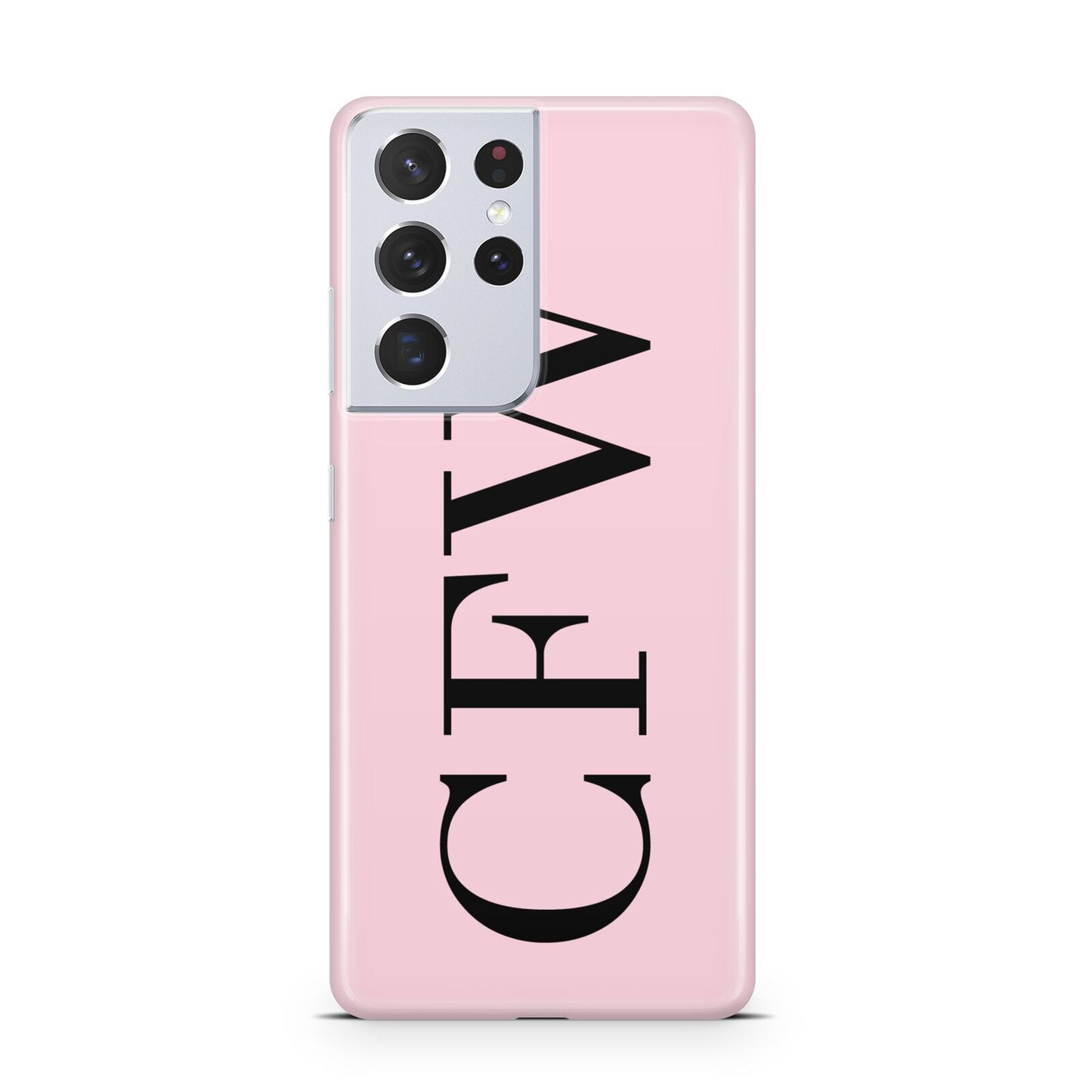 Personalised Black Pink Side Initials Samsung S21 Ultra Case