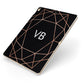 Personalised Black Rose Gold Initials Geometric Apple iPad Case on Gold iPad Side View