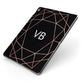 Personalised Black Rose Gold Initials Geometric Apple iPad Case on Grey iPad Side View