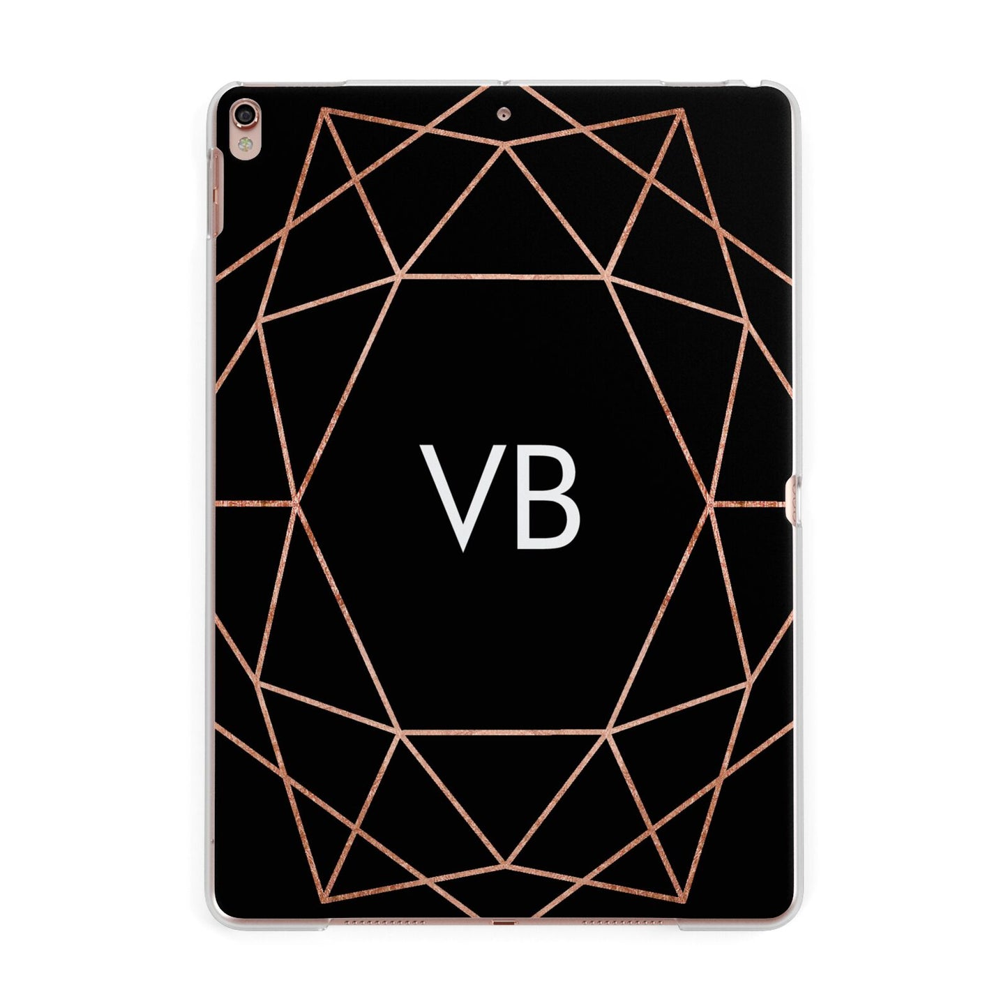 Personalised Black Rose Gold Initials Geometric Apple iPad Rose Gold Case