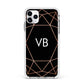 Personalised Black Rose Gold Initials Geometric Apple iPhone 11 Pro Max in Silver with White Impact Case