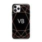 Personalised Black Rose Gold Initials Geometric Apple iPhone 11 Pro in Silver with Bumper Case