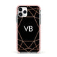 Personalised Black Rose Gold Initials Geometric Apple iPhone 11 Pro in Silver with Pink Impact Case