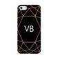 Personalised Black Rose Gold Initials Geometric Apple iPhone 5 Case
