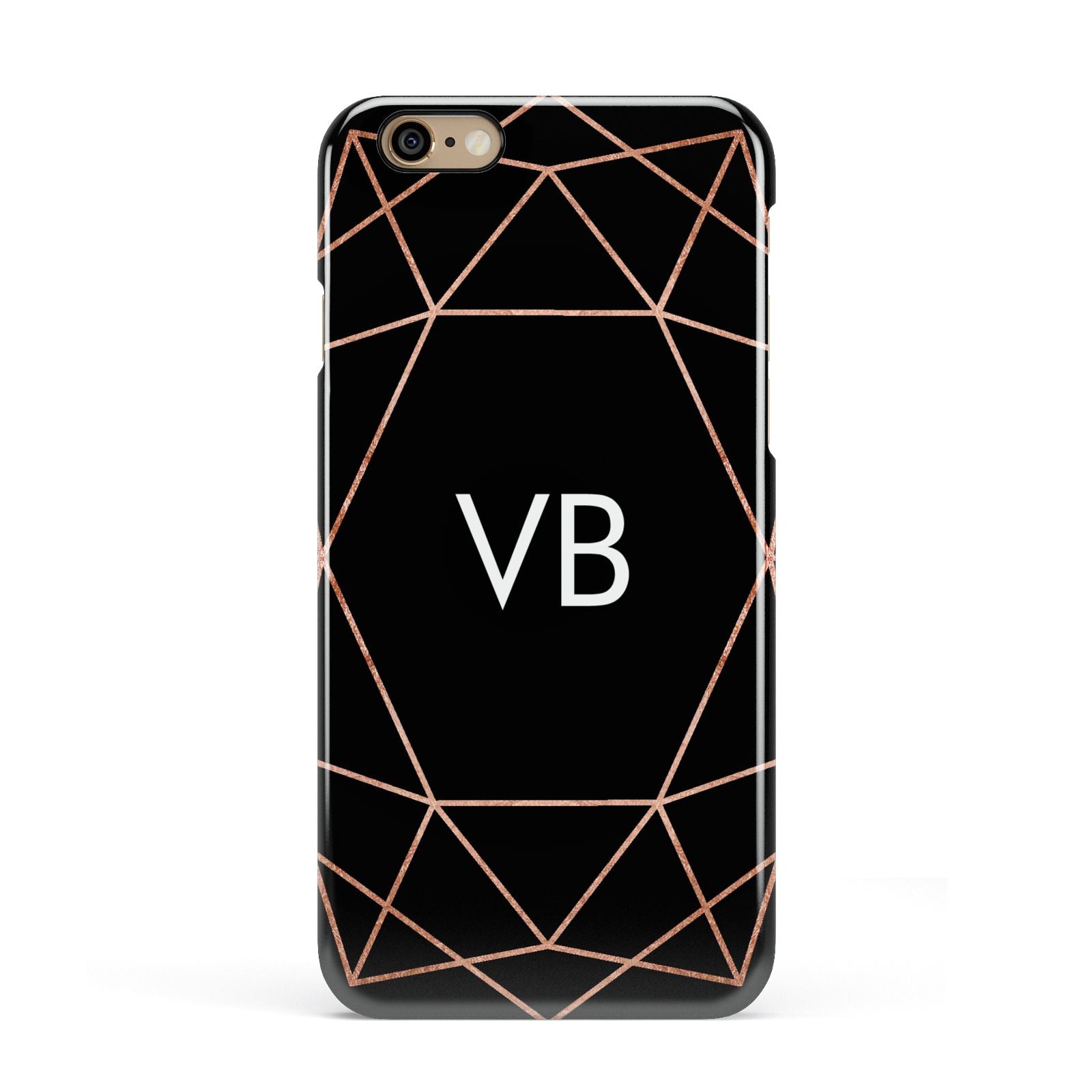 Personalised Black Rose Gold Initials Geometric Apple iPhone 6 3D Snap Case