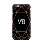 Personalised Black Rose Gold Initials Geometric Apple iPhone 6 3D Tough Case