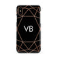 Personalised Black Rose Gold Initials Geometric Apple iPhone XS 3D Snap Case