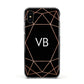 Personalised Black Rose Gold Initials Geometric Apple iPhone Xs Impact Case Black Edge on Black Phone