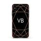 Personalised Black Rose Gold Initials Geometric Apple iPhone Xs Impact Case Pink Edge on Black Phone