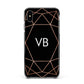 Personalised Black Rose Gold Initials Geometric Apple iPhone Xs Max Impact Case Black Edge on Black Phone