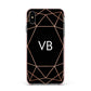Personalised Black Rose Gold Initials Geometric Apple iPhone Xs Max Impact Case Pink Edge on Black Phone