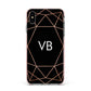 Personalised Black Rose Gold Initials Geometric Apple iPhone Xs Max Impact Case Pink Edge on Silver Phone