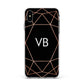 Personalised Black Rose Gold Initials Geometric Apple iPhone Xs Max Impact Case White Edge on Silver Phone