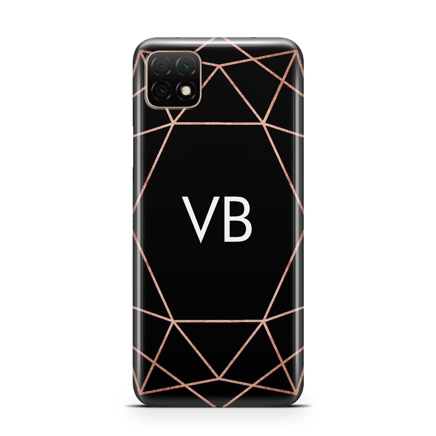 Personalised Black Rose Gold Initials Geometric Huawei Enjoy 20 Phone Case
