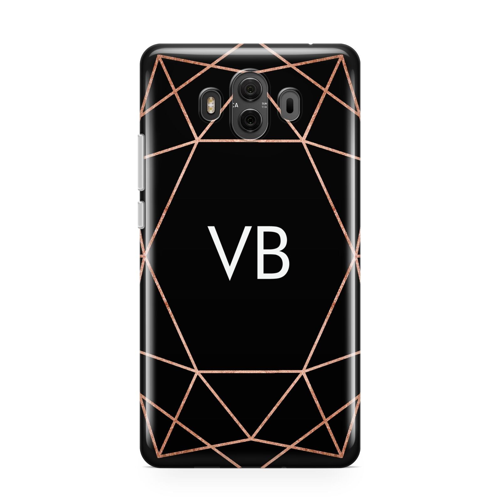 Personalised Black Rose Gold Initials Geometric Huawei Mate 10 Protective Phone Case
