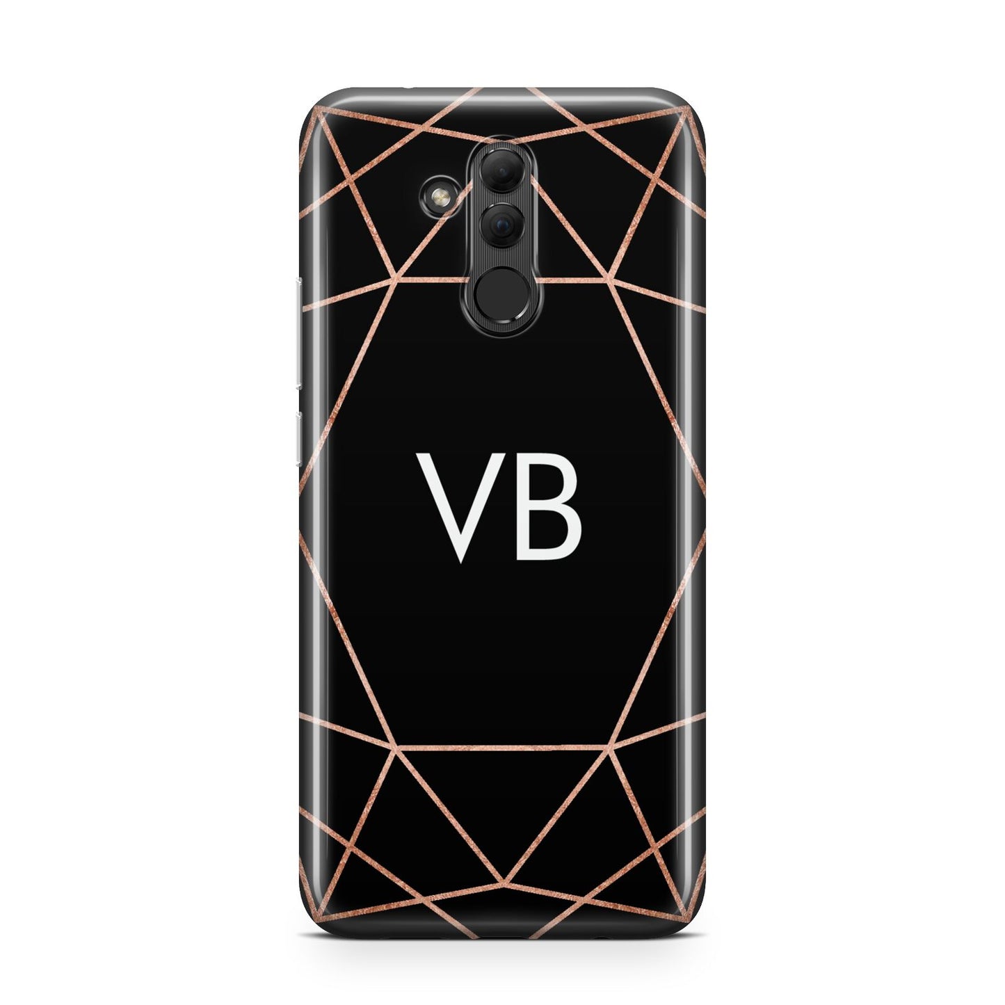 Personalised Black Rose Gold Initials Geometric Huawei Mate 20 Lite