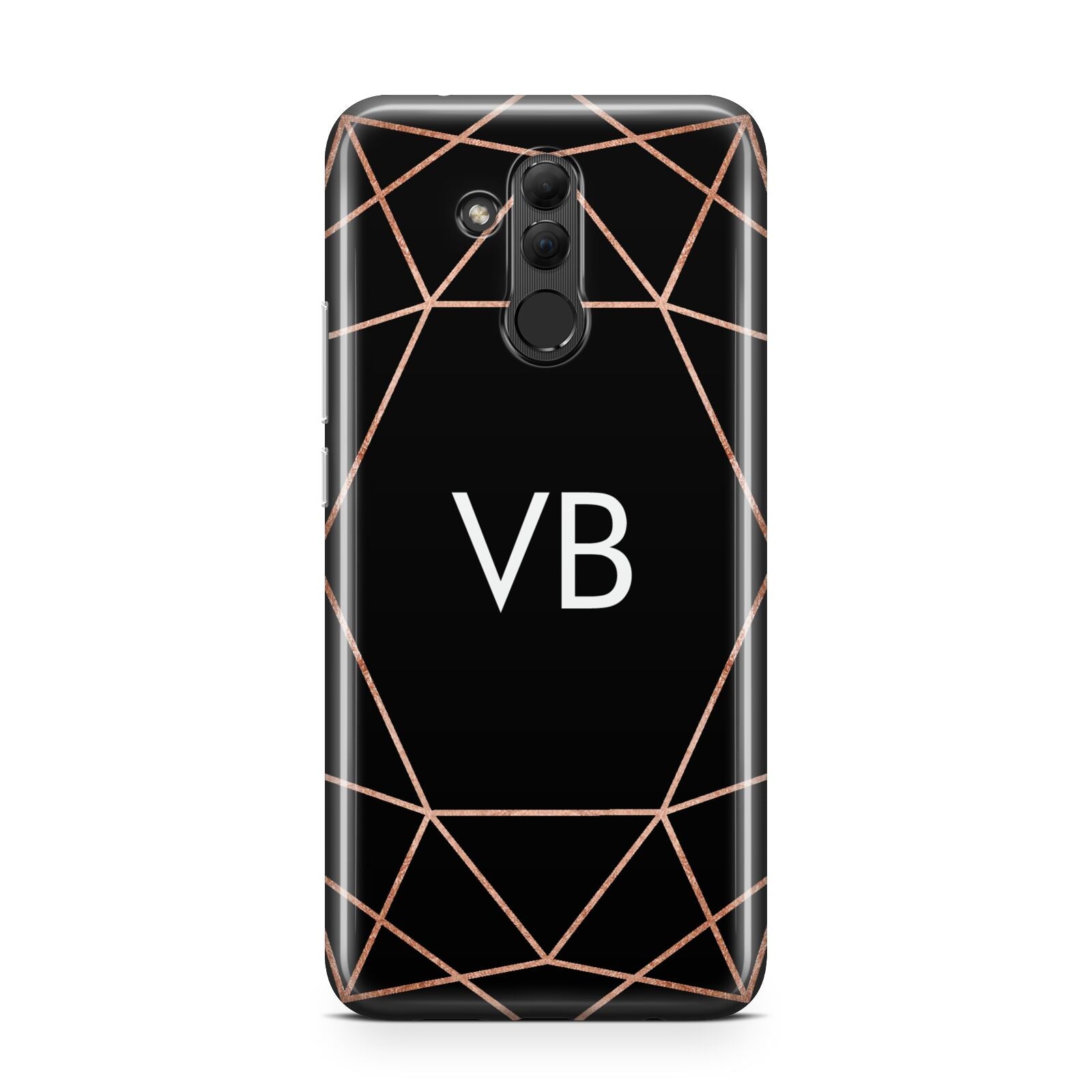 Personalised Black Rose Gold Initials Geometric Huawei Mate 20 Lite