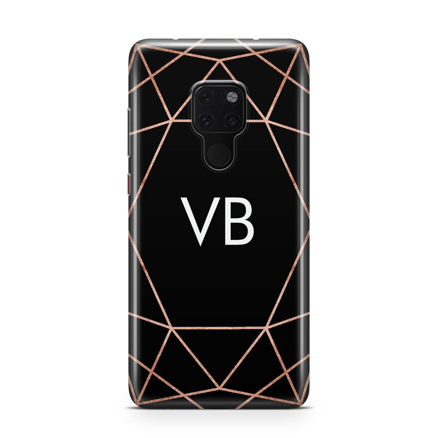 Personalised Black Rose Gold Initials Geometric Huawei Mate 20 Phone Case