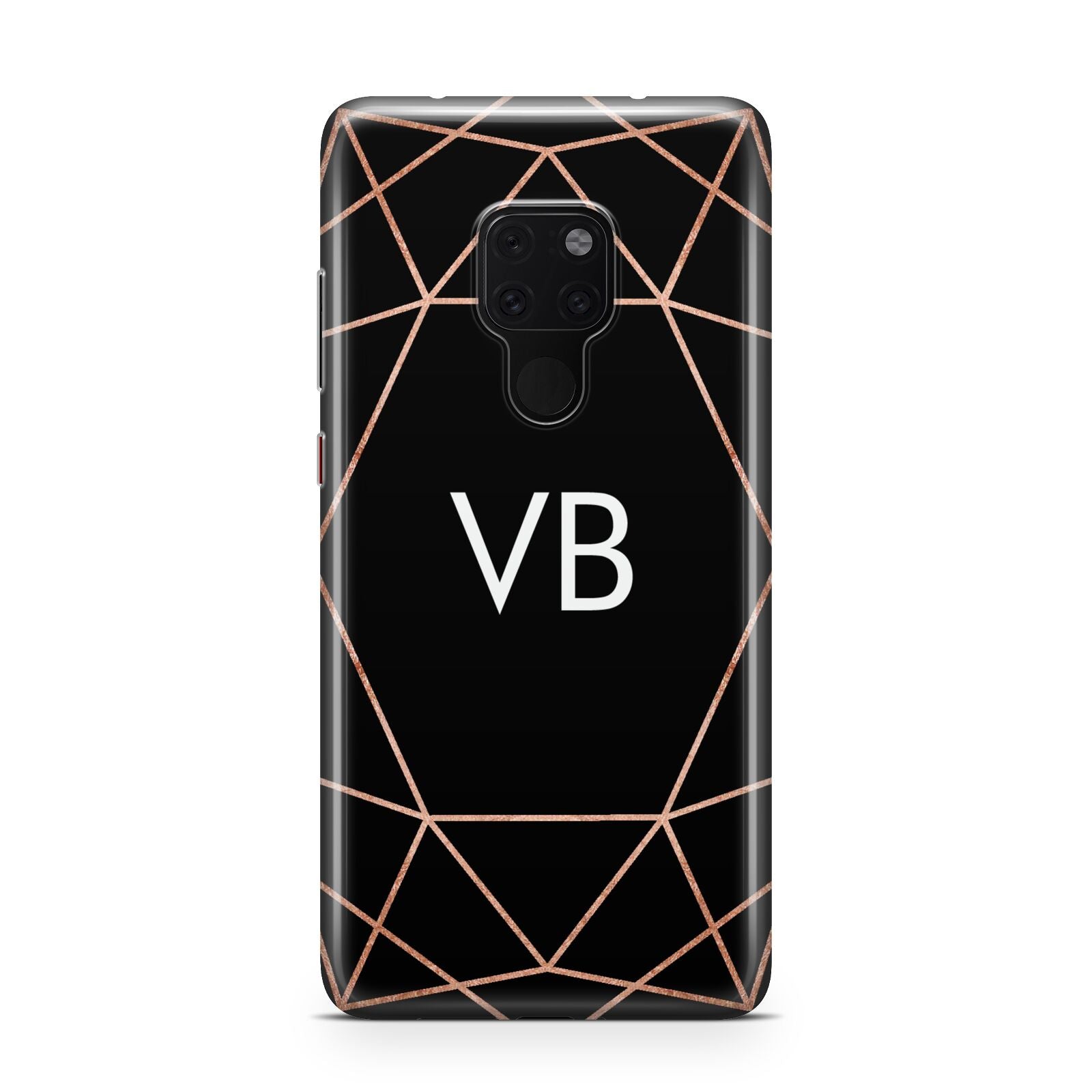 Personalised Black Rose Gold Initials Geometric Huawei Mate 20 Phone Case