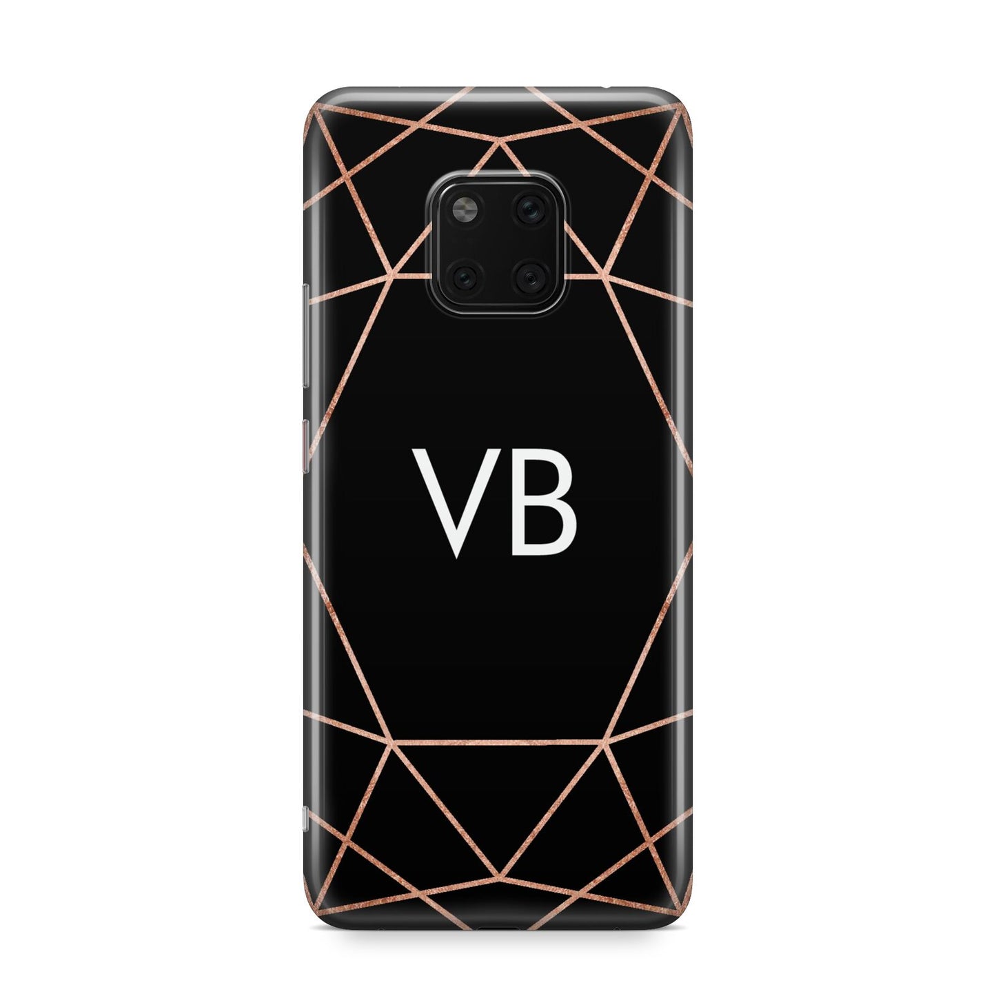 Personalised Black Rose Gold Initials Geometric Huawei Mate 20 Pro Phone Case