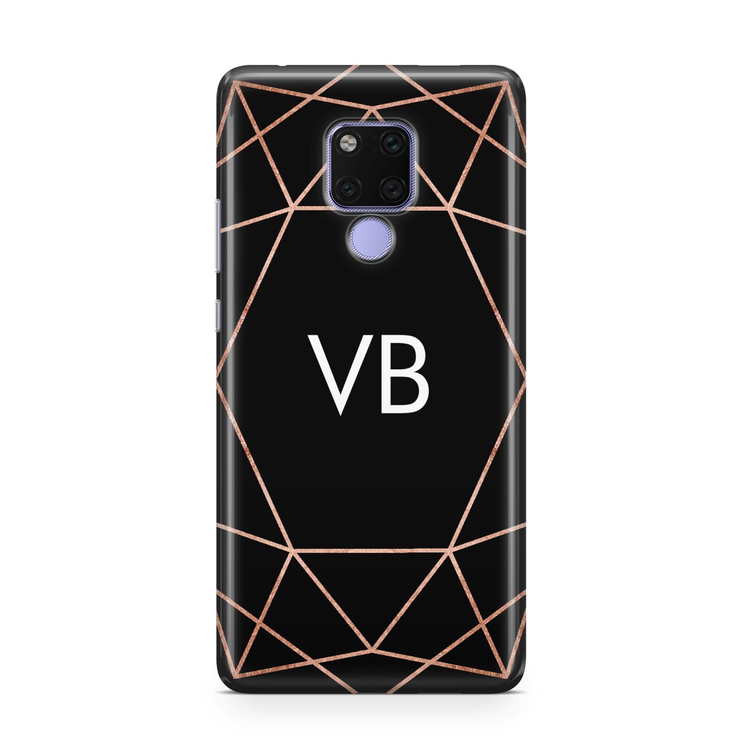 Personalised Black Rose Gold Initials Geometric Huawei Mate 20X Phone Case
