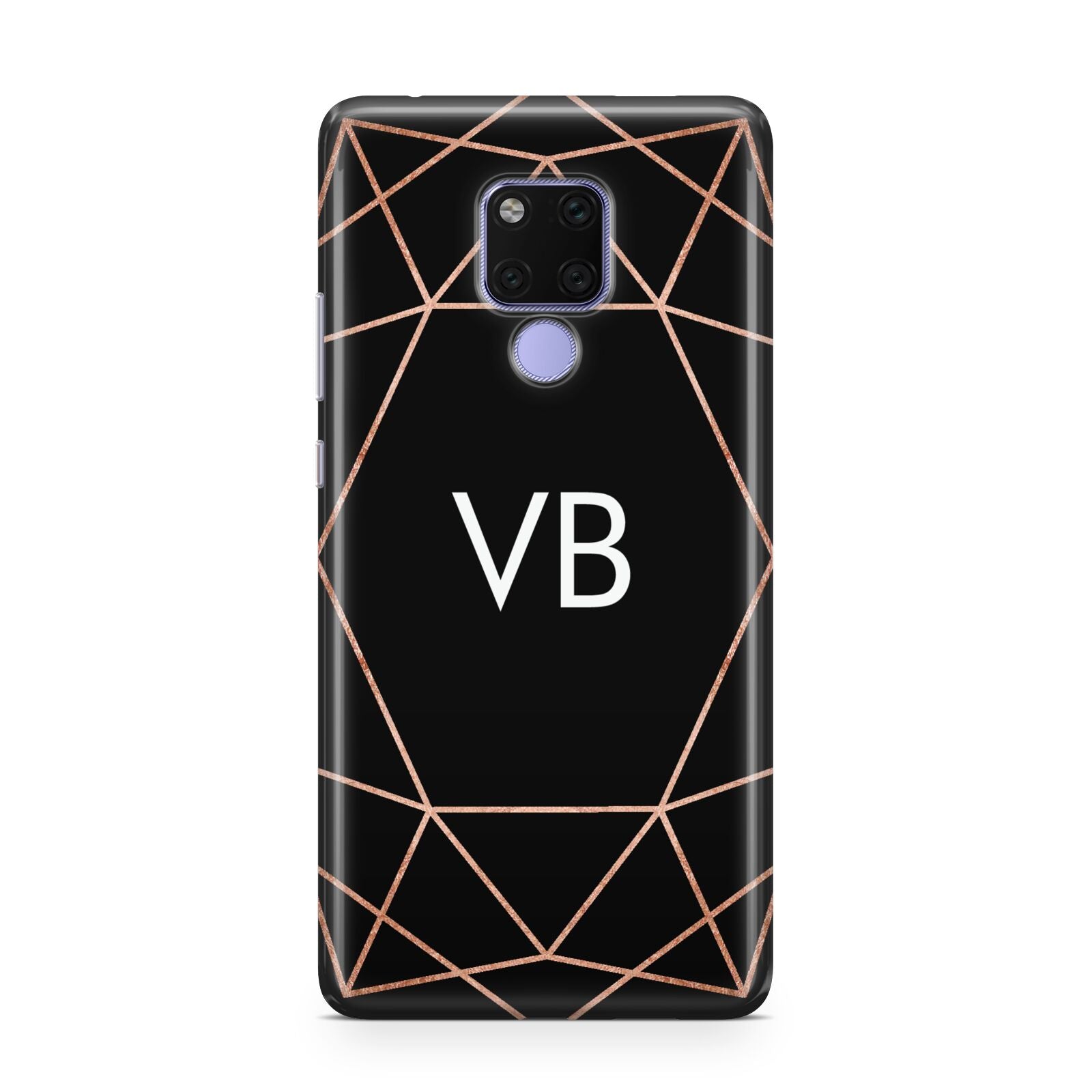 Personalised Black Rose Gold Initials Geometric Huawei Mate 20X Phone Case