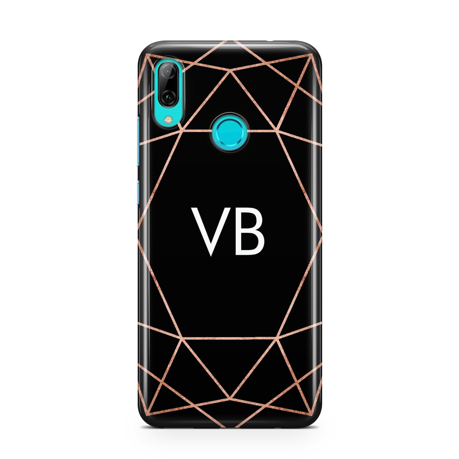 Personalised Black Rose Gold Initials Geometric Huawei P Smart 2019 Case