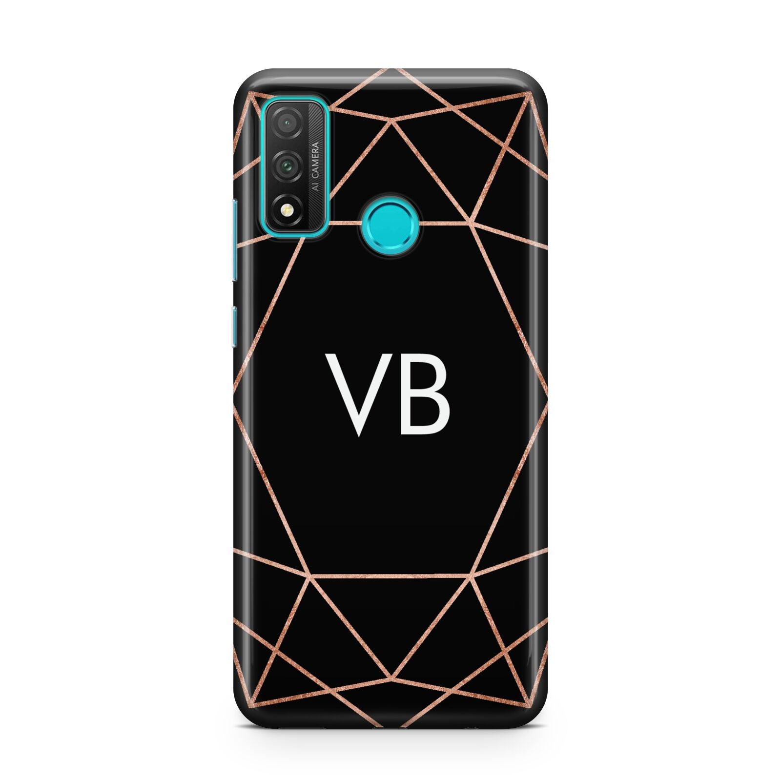 Personalised Black Rose Gold Initials Geometric Huawei P Smart 2020