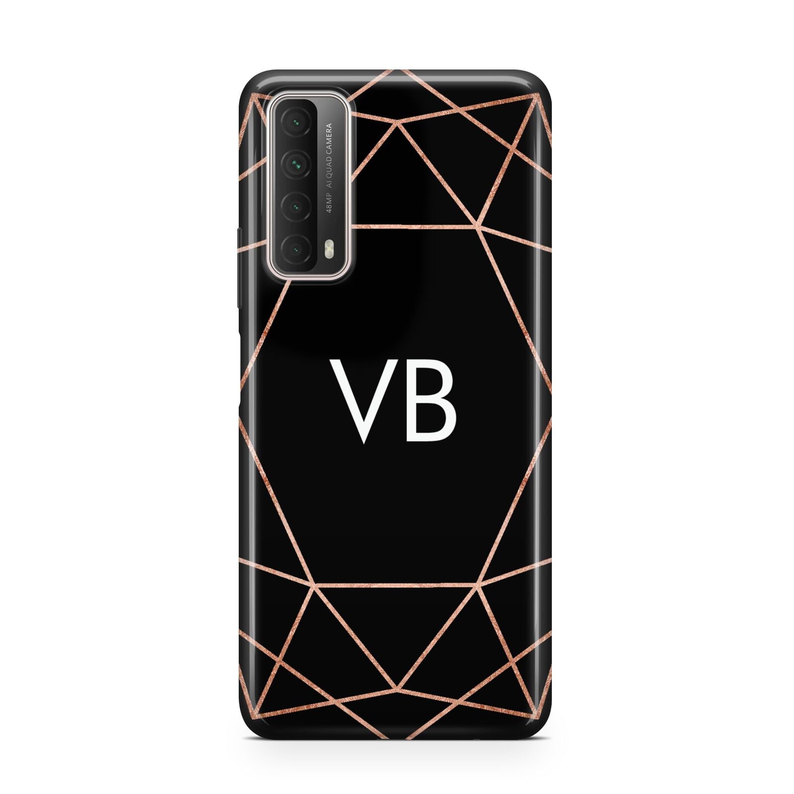 Personalised Black Rose Gold Initials Geometric Huawei P Smart 2021