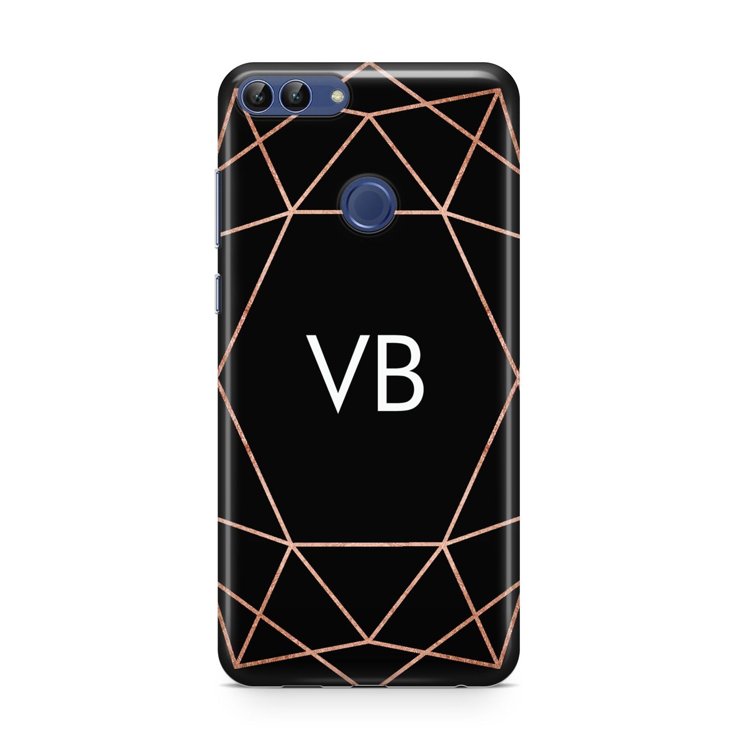Personalised Black Rose Gold Initials Geometric Huawei P Smart Case