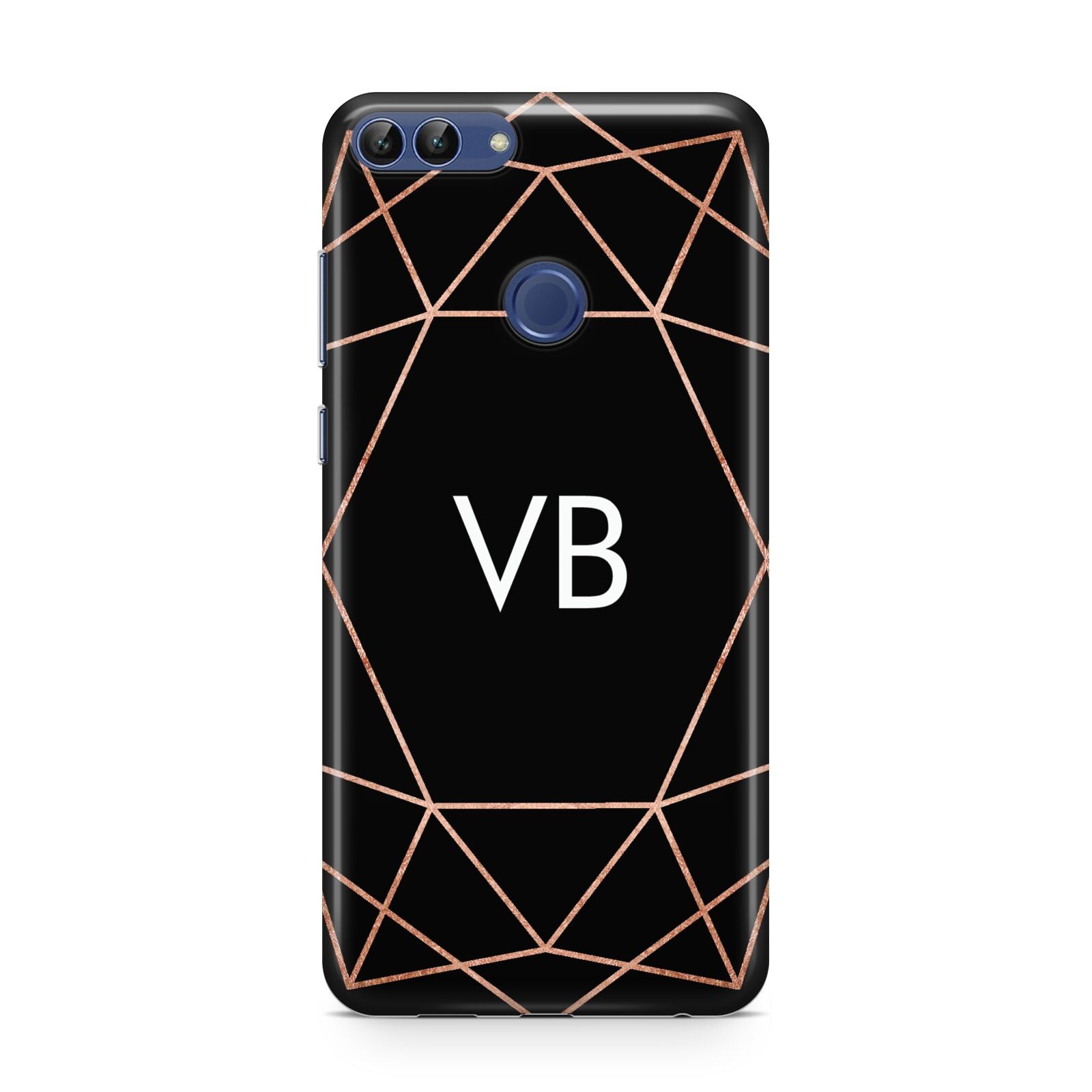 Personalised Black Rose Gold Initials Geometric Huawei P Smart Case