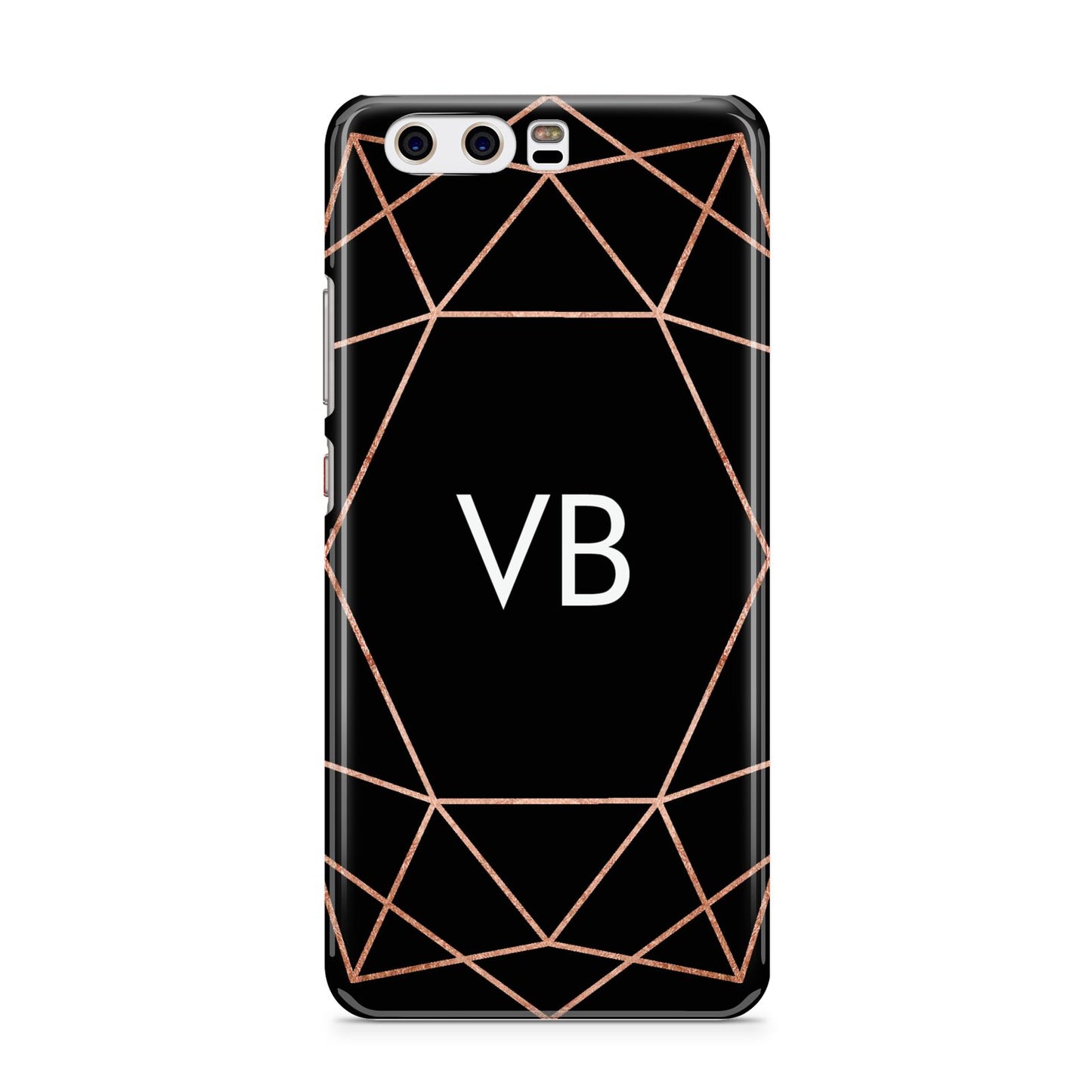 Personalised Black Rose Gold Initials Geometric Huawei P10 Phone Case