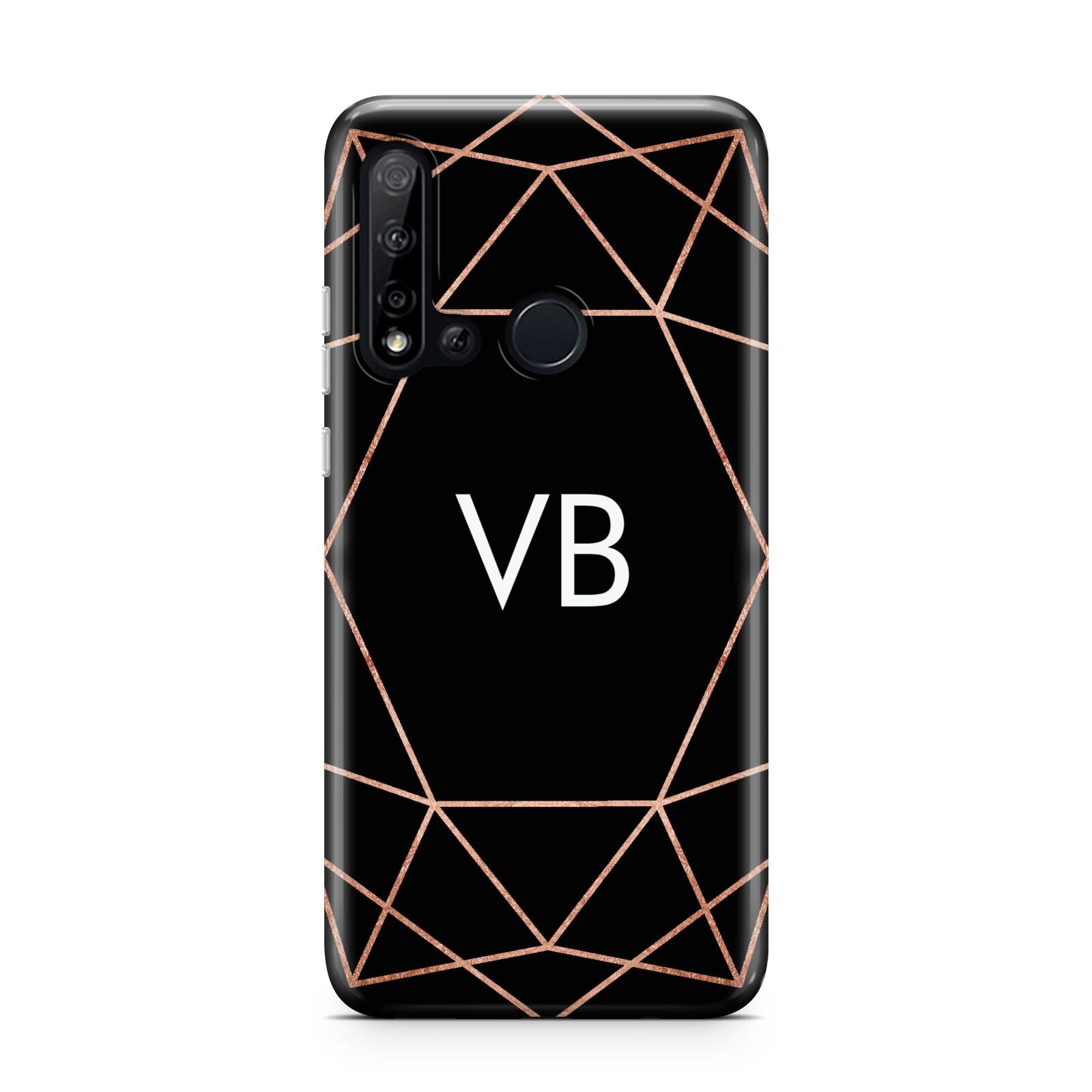 Personalised Black Rose Gold Initials Geometric Huawei P20 Lite 5G Phone Case